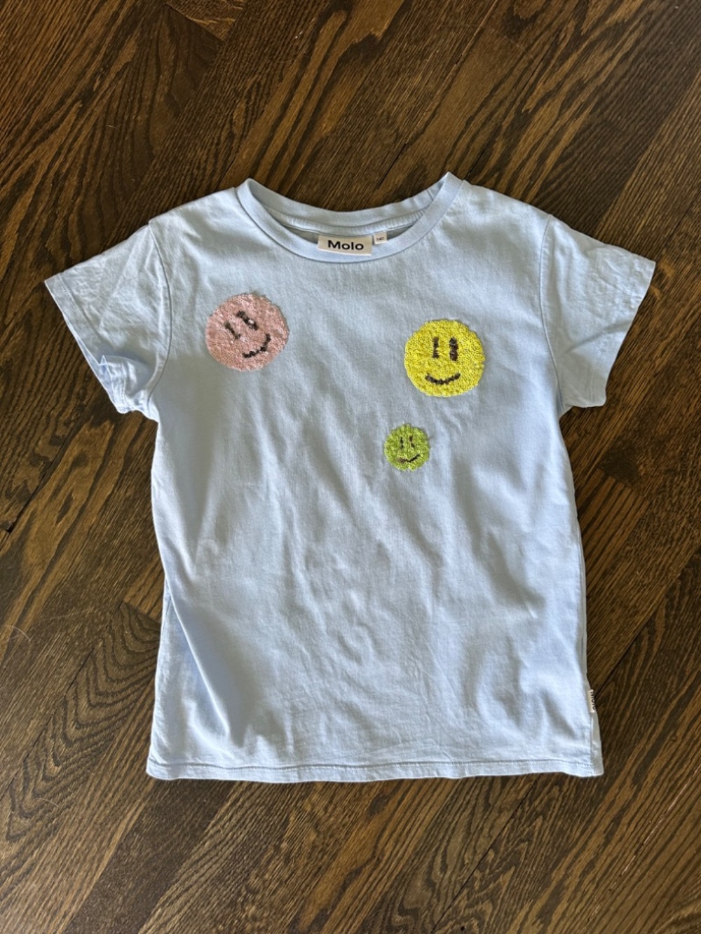 MOLO Girls Emoji Sequin Cotton Tee T-Shirt 10Y